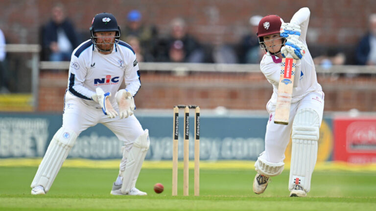 Thomas Rew scores maiden ton as Somerset close in